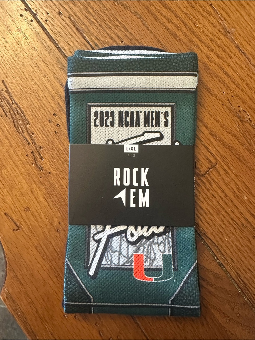 University of Miami Final Four Rock 'Em Green & White NCAA Men's Socks